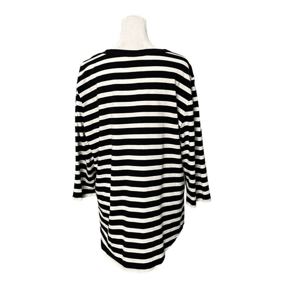 Anne Klein Blue Striped Logo Zipper 3/4 Sleeve Tshirt Size XL NWOT - Picture 4 of 6